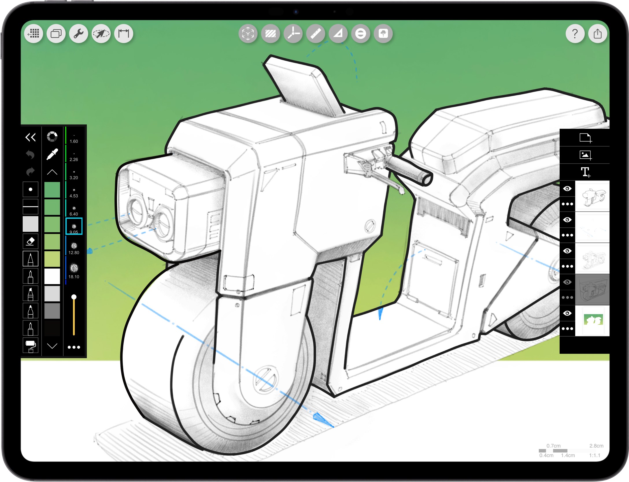 best App for architects _ iPad drawing for industrial design _  moped sketch